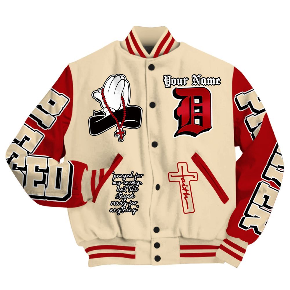 Varsity Jacket To Match Dunk Low Strawberry Waffle - Prayed For Enemies Graphic Custom Name All Over Print