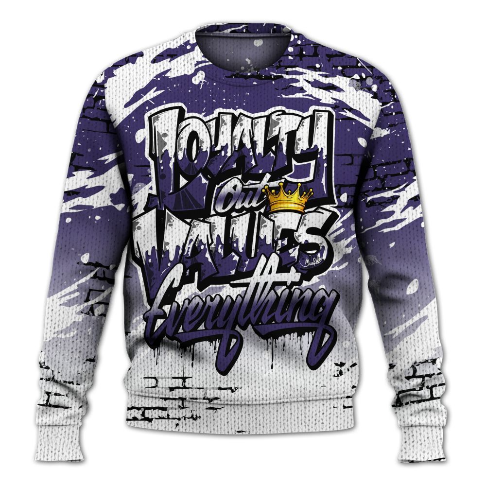 Knitted Sweater To Match Retro Court Purple 13s - Values Of Loyalty Drip