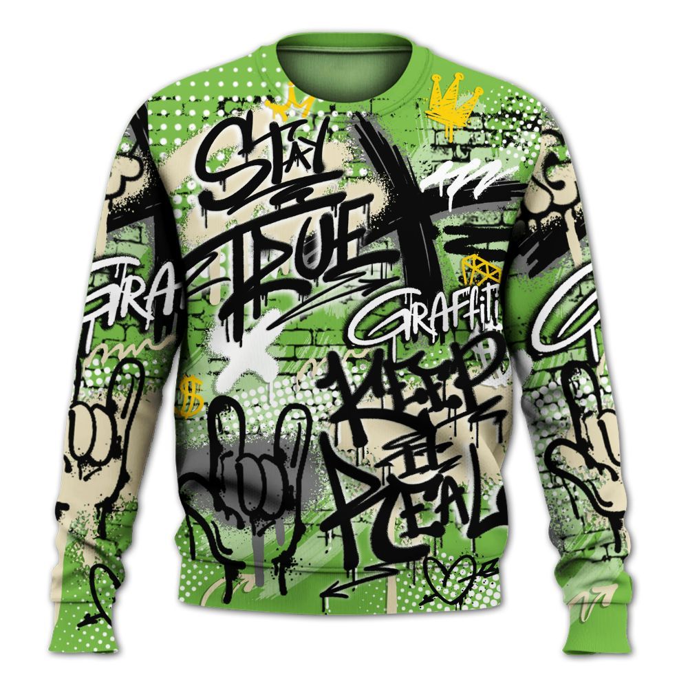 Sweatshirt To Match Air Max Waffle SP Action Green - True It Real Graffiti Streetwear All Over Print