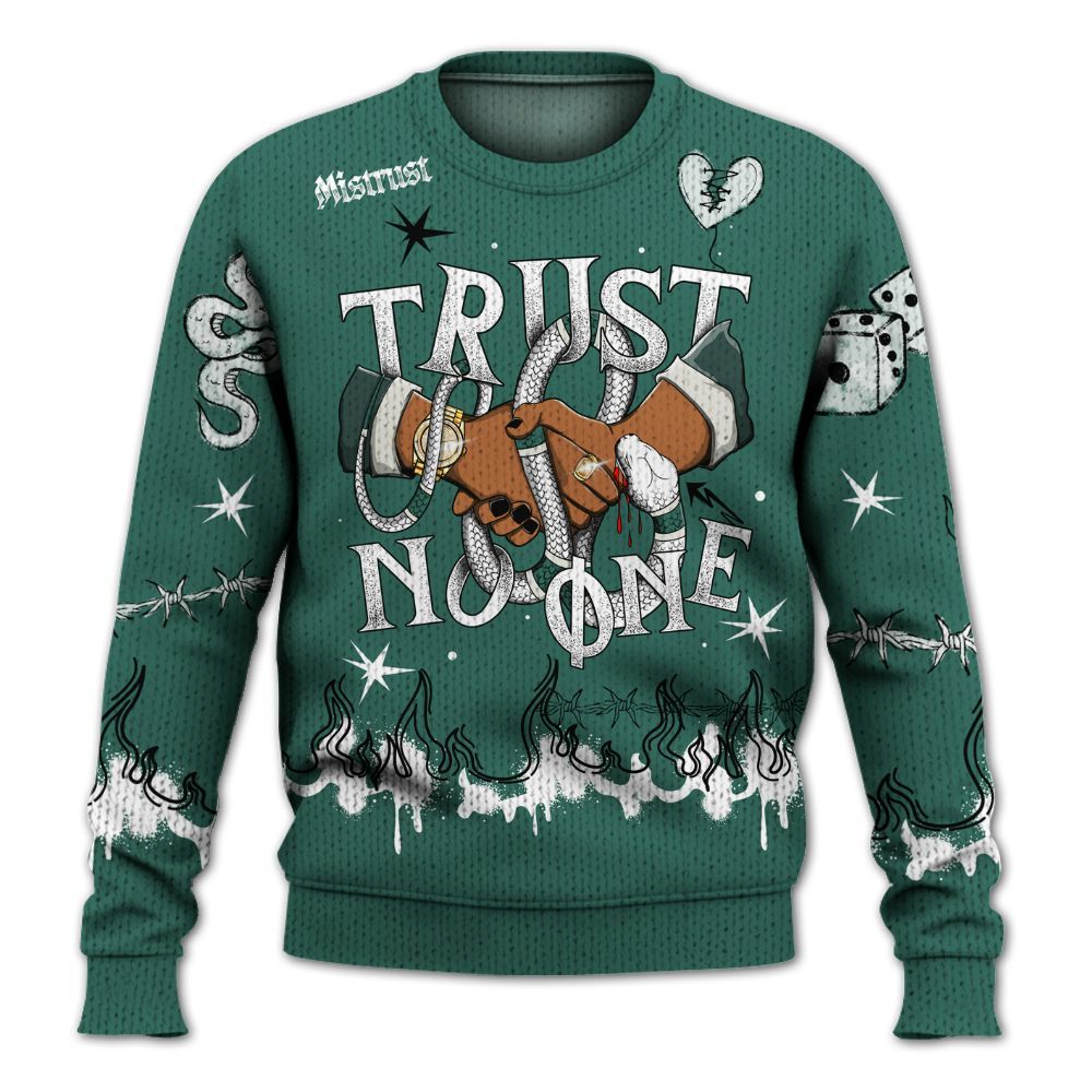 Knitted Sweater To Match RM Oxidized Green 4s - Trust No One Snake-Bite Doodle Crayon