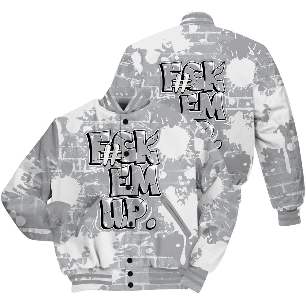 Varsity Jacket To Match Low OG Wolf Grey 1s Shirt - F#ck Em Graphic Brick Art All Over Print