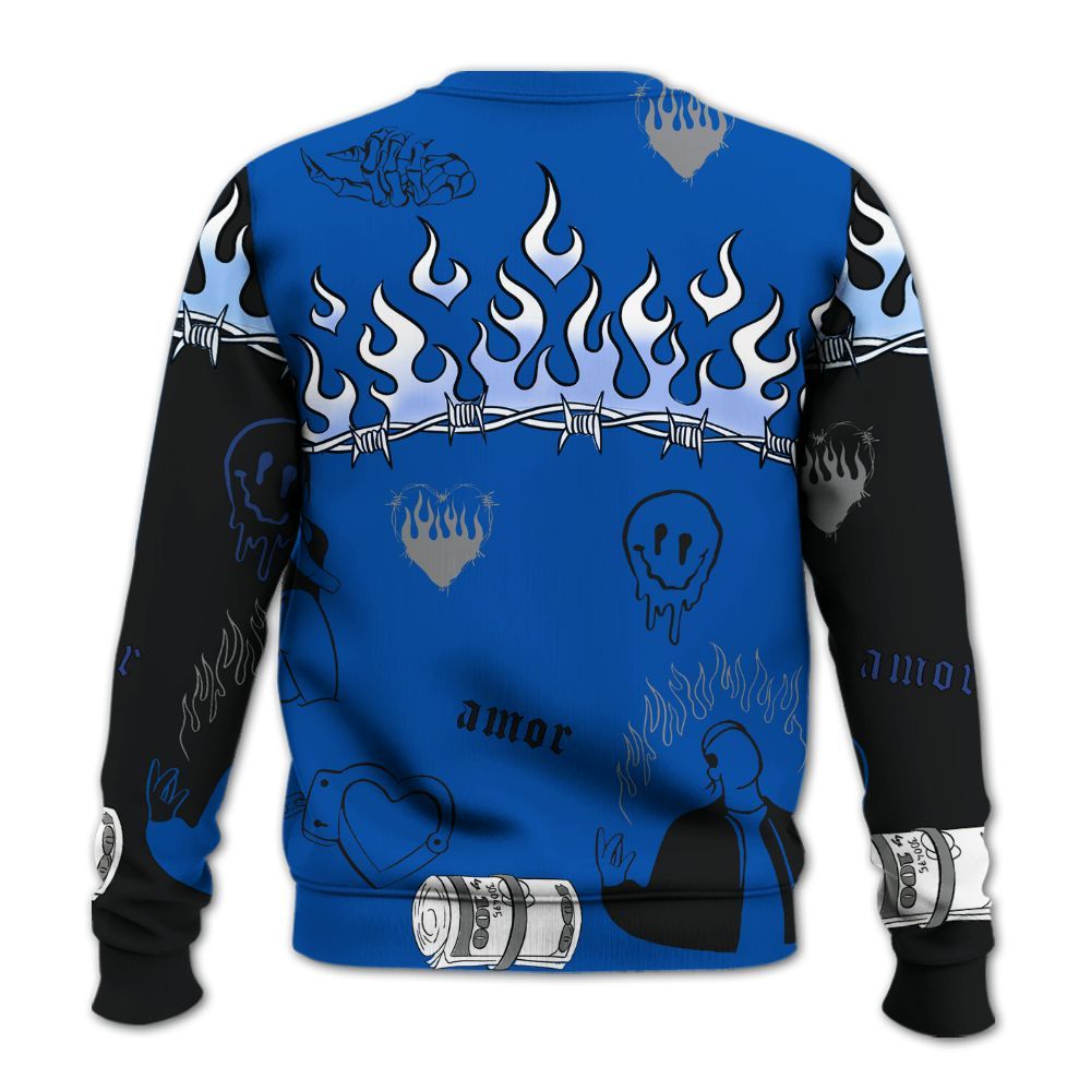 Sweatshirt To Match Racer Blue 5s - Snake Trust No One All Over Print