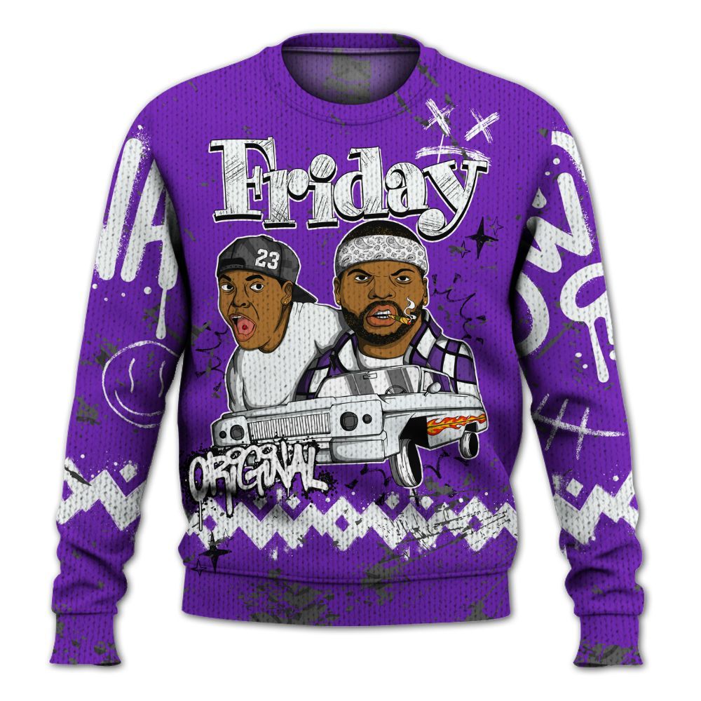 Knitted Sweater To Match Retro Dark Iris 3s - Friday Sneaker Crayon