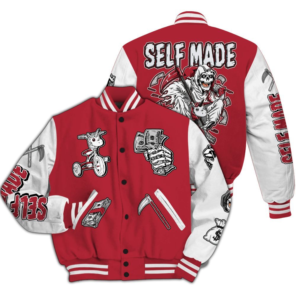 Varsity Jacket To Match Black Toe 14s - Self Make Skeleton All Over Print