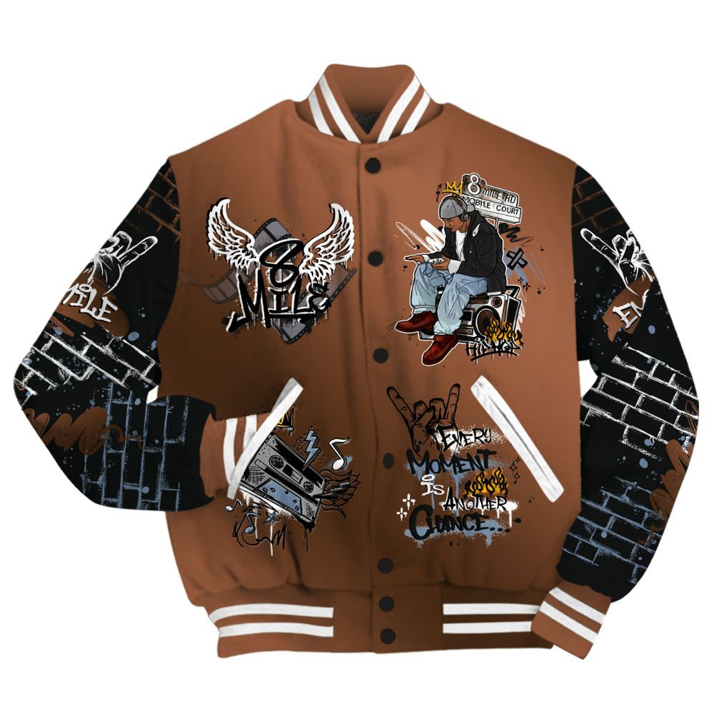 Varsity Jacket To Match Air Foamposite Metallic Copper - 8Mile Movie Graffiti All Over Print