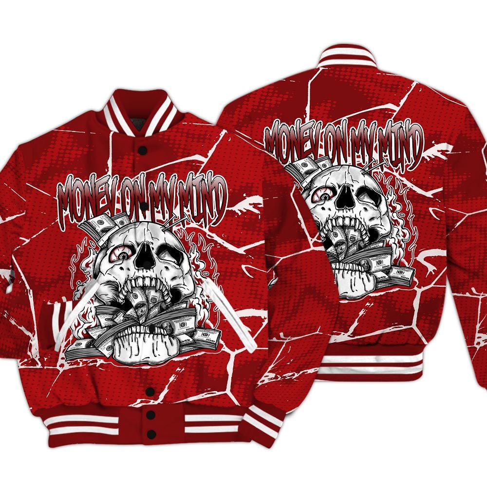 Varsity Jacket To Match Red Taxi 12s - MOMM Skeleton Crack Varsity Jacket Unisex