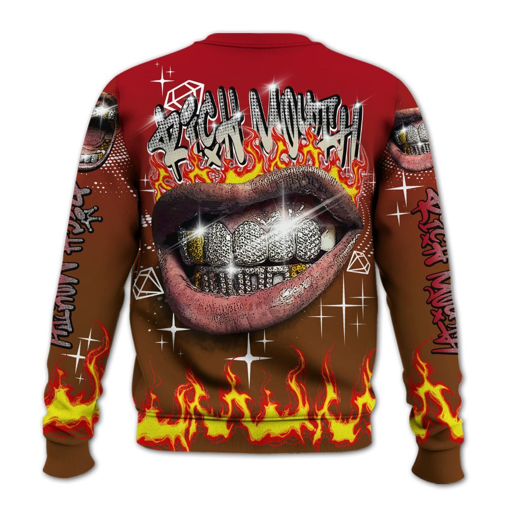 Sweatshirt To Match Archaeo Brown 5s - Rich Mouth Fire Rap Retro 90s All Over Print