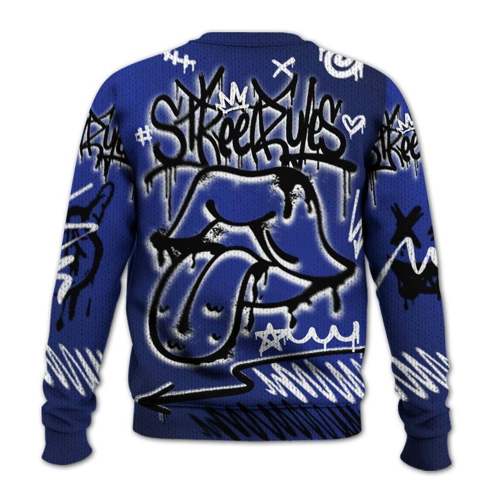 Knitted Sweater To Match Air Max Plus Black Racer Blue - Break Rules Streetwear