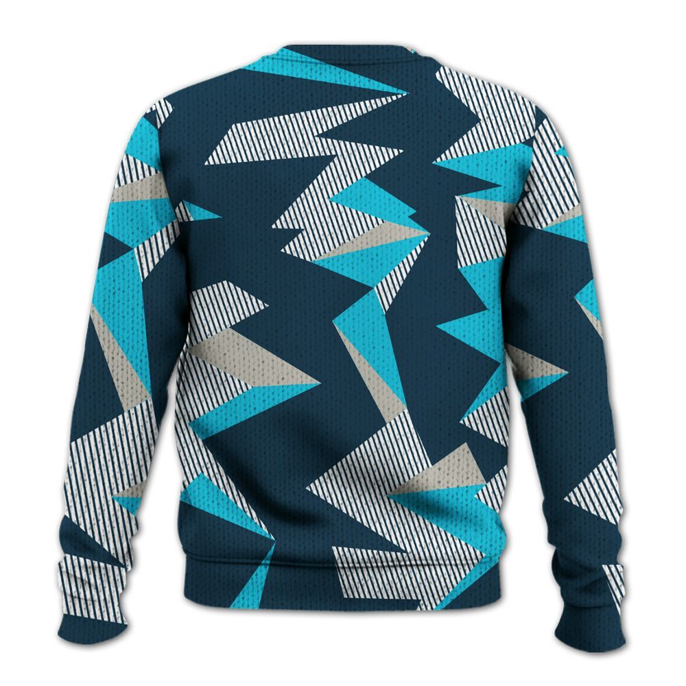 Knitted Sweater To Match Air Navy Baltic Blue - Geometric Camouflage Pattern