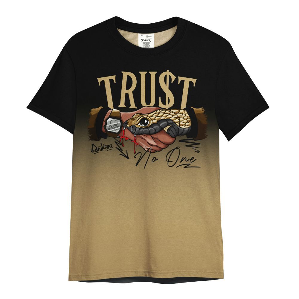 Shirt To Match High OG Black Metallic Gold 1s - Snake Trust No One Drip All Over Print