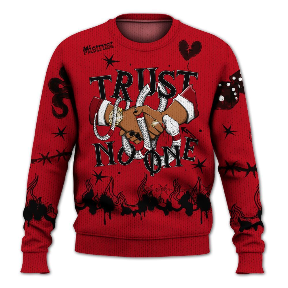 Knitted Sweater To Match Bred Velvet 11s - Trust No One Snake-Bite Doodle Crayon