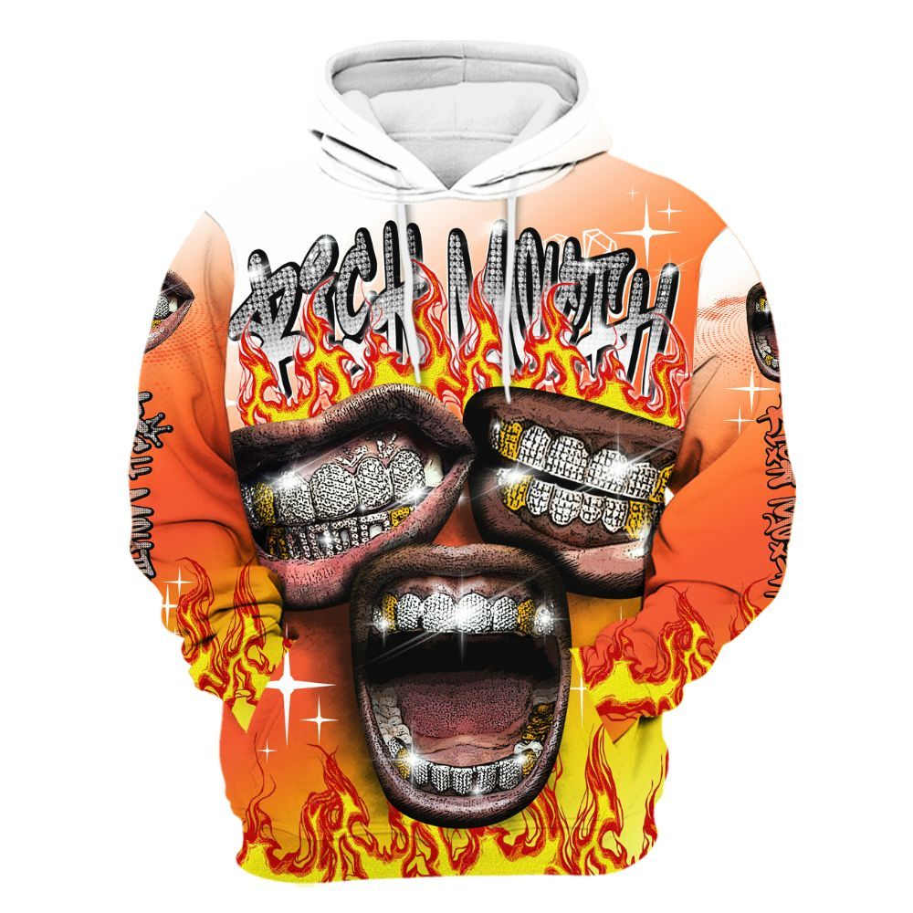 Hoodie To Match Dunk High Candy Corn - Rich Mouth Fire Rap Retro 90s All Over Print
