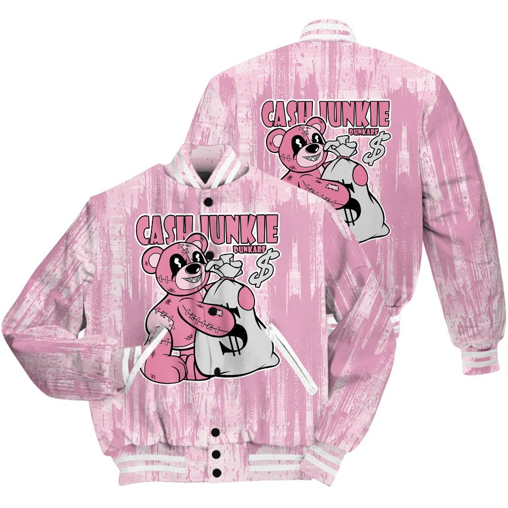 Varsity Jacket To Match Orchid 4s Shirt - Cashs Junkie Bear Glitch Art All Over Print