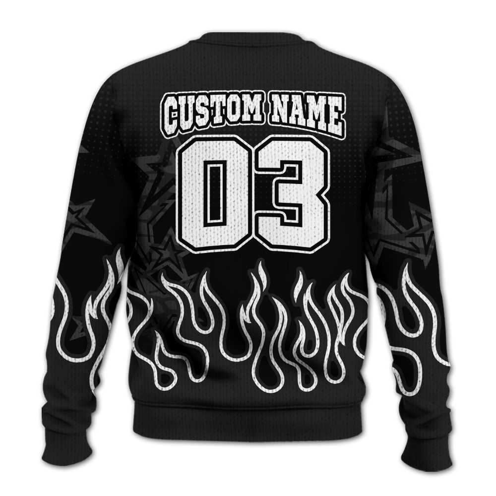 Knitted Sweater To Match Black Cat 3s - Allen Answer Unique Fire Custom Name
