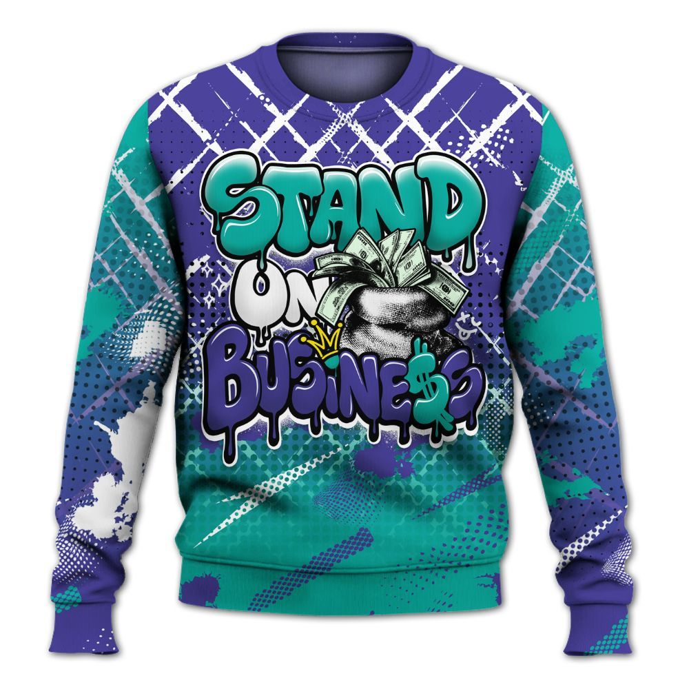 Sweatshirt To Match Retro Grape 5s - Halftone Stand Business Drip All Over Print