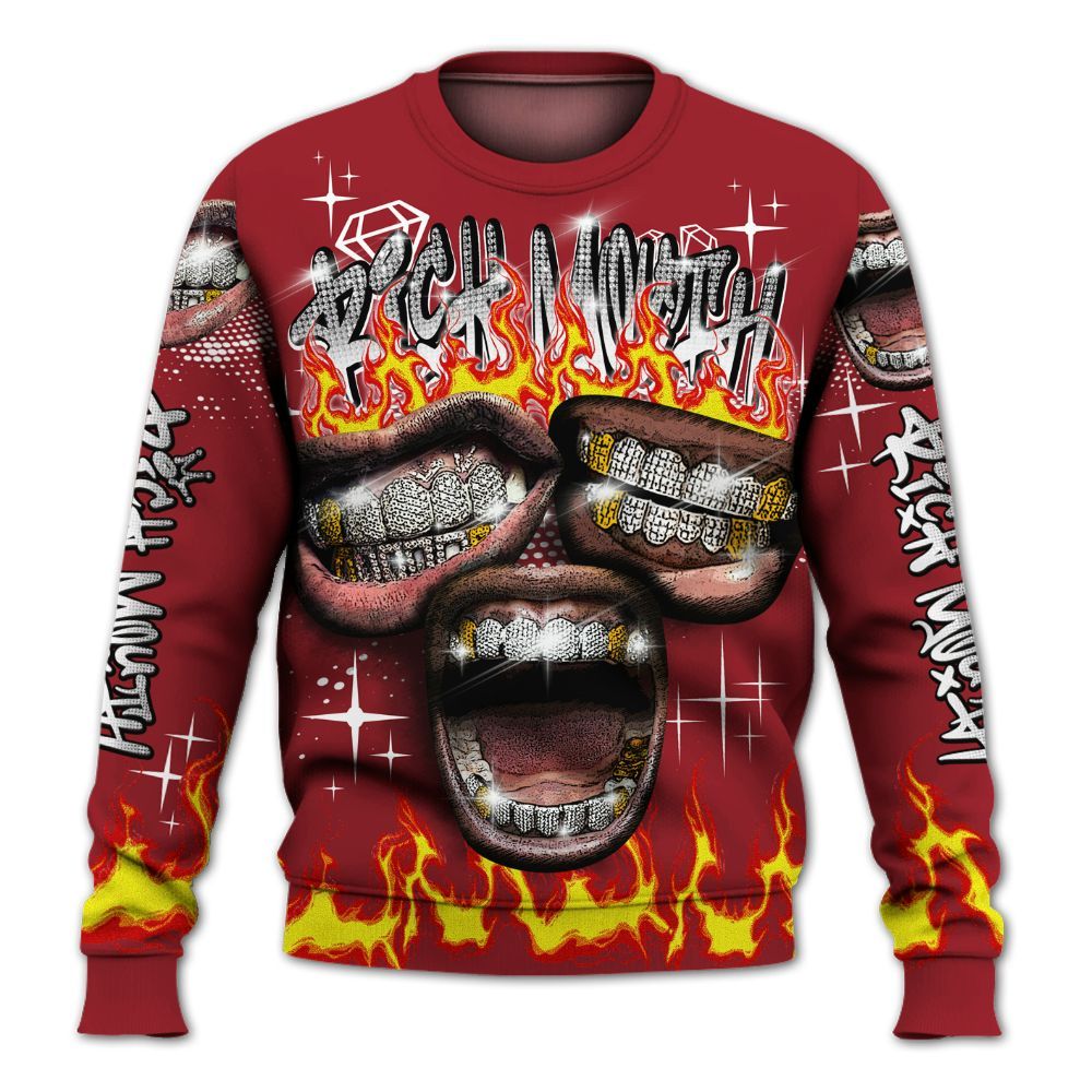 Sweatshirt To Match High Black Toe Reimagined 1s - Rich Mouth Fire Rap Retro 90s All Over Print