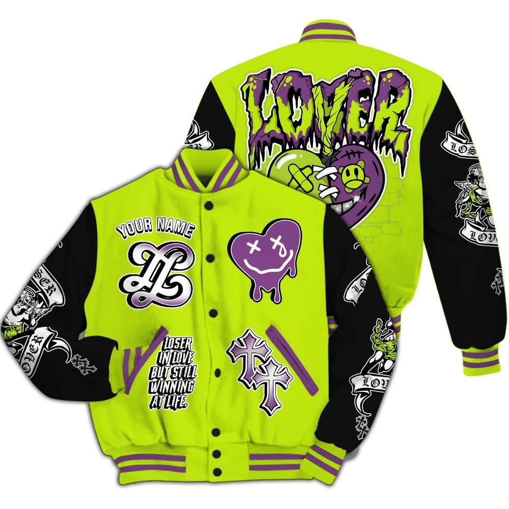 Varsity Jacket To Match GS Black Barely Volt 11s - LOVER LOSER Custom Name All Over Print
