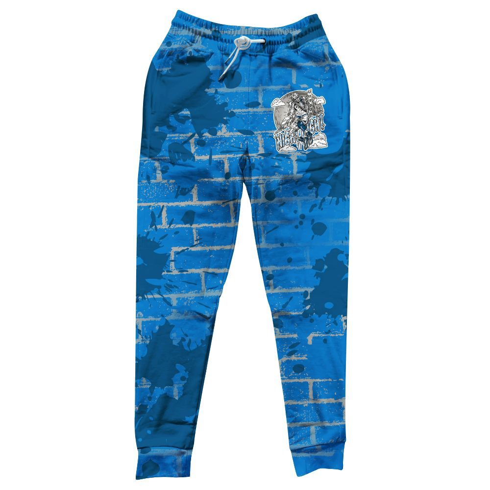 Sweatpant To Match Military Blue 4s - Seeya Skeleton Brick All Over Print
