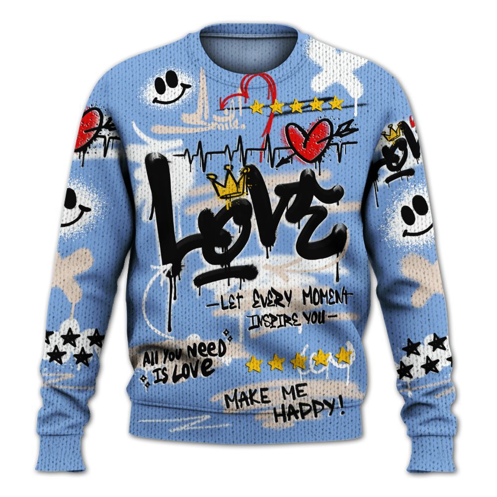 Knitted Sweater To Match Air Max 1 Royal Pulse - Happy Love Beats Graffiti Streetwear