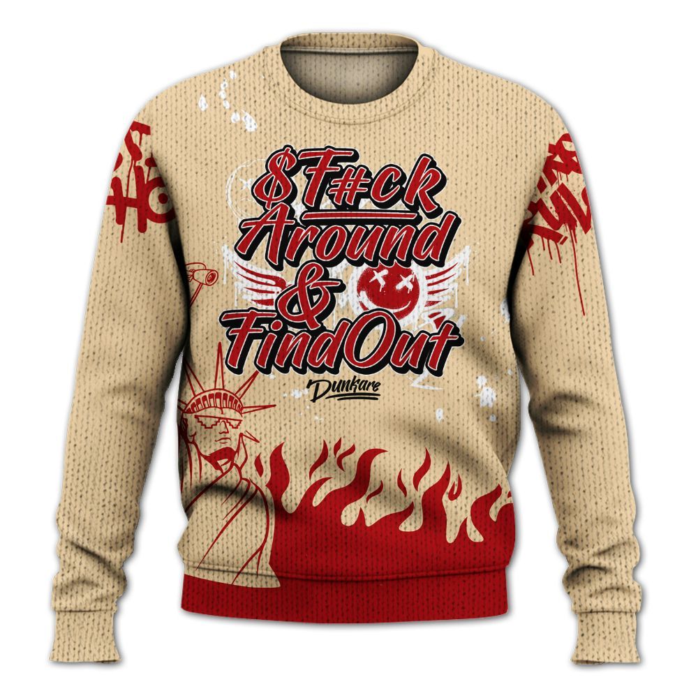 Knitted Sweater To Match Dunk Low Strawberry Waffle - Graphic Fck Around Find Out