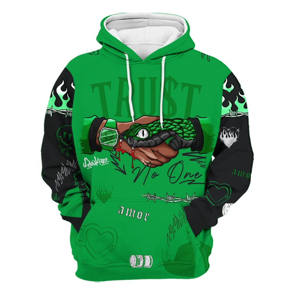 Hoodie To Match Low Lucky Green 1s - Snake Trust No One All Over Print