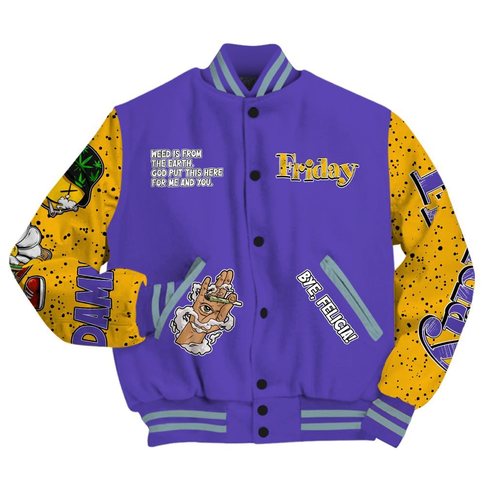 Varsity Jacket To Match Imperial Purple 4s - Friday Sneaker Stress Style All Over Print