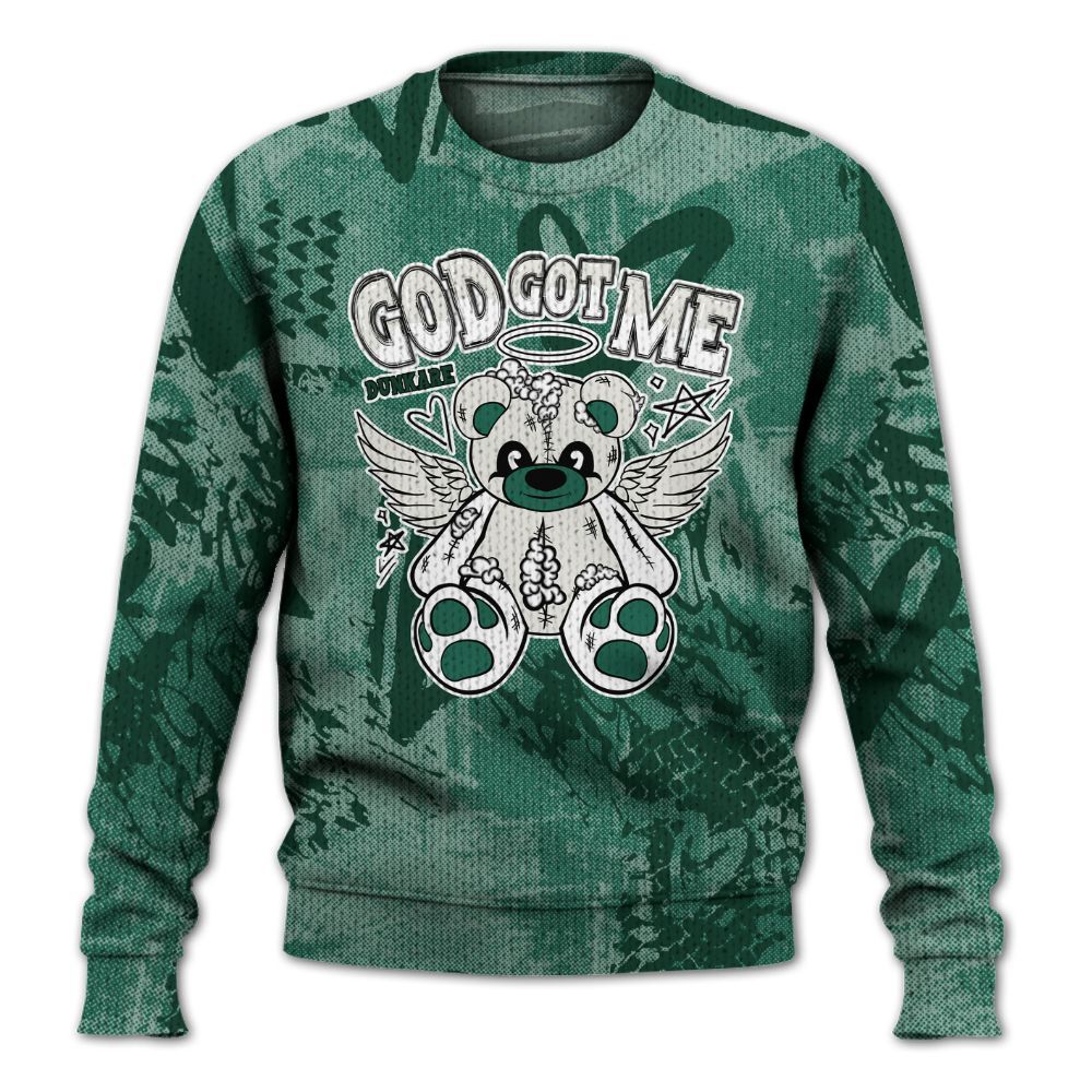 Knitted Sweater To Match Oxidized Green 4s - Gods Guides Me Bear Heart Grunge