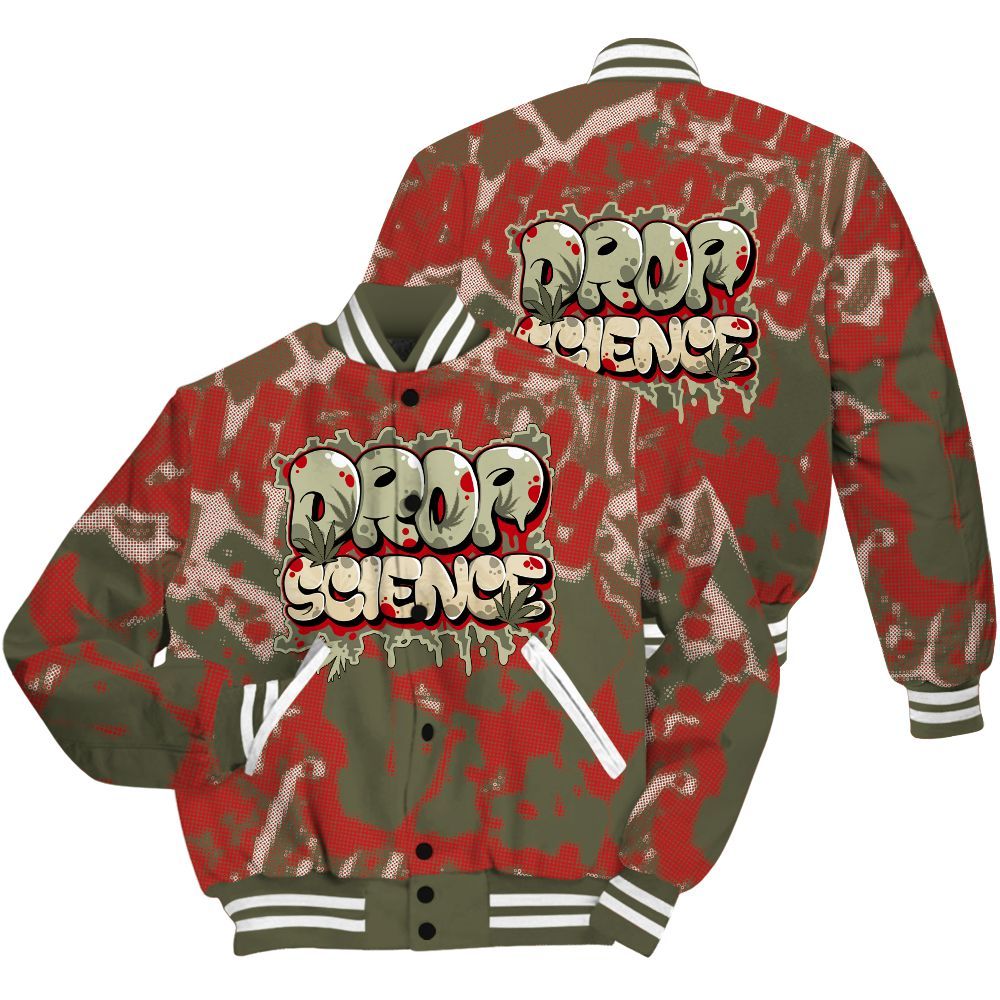 Varsity Jacket To Match Low OG Medium Olive 1s Shirt - Drop Science Street All Over Print