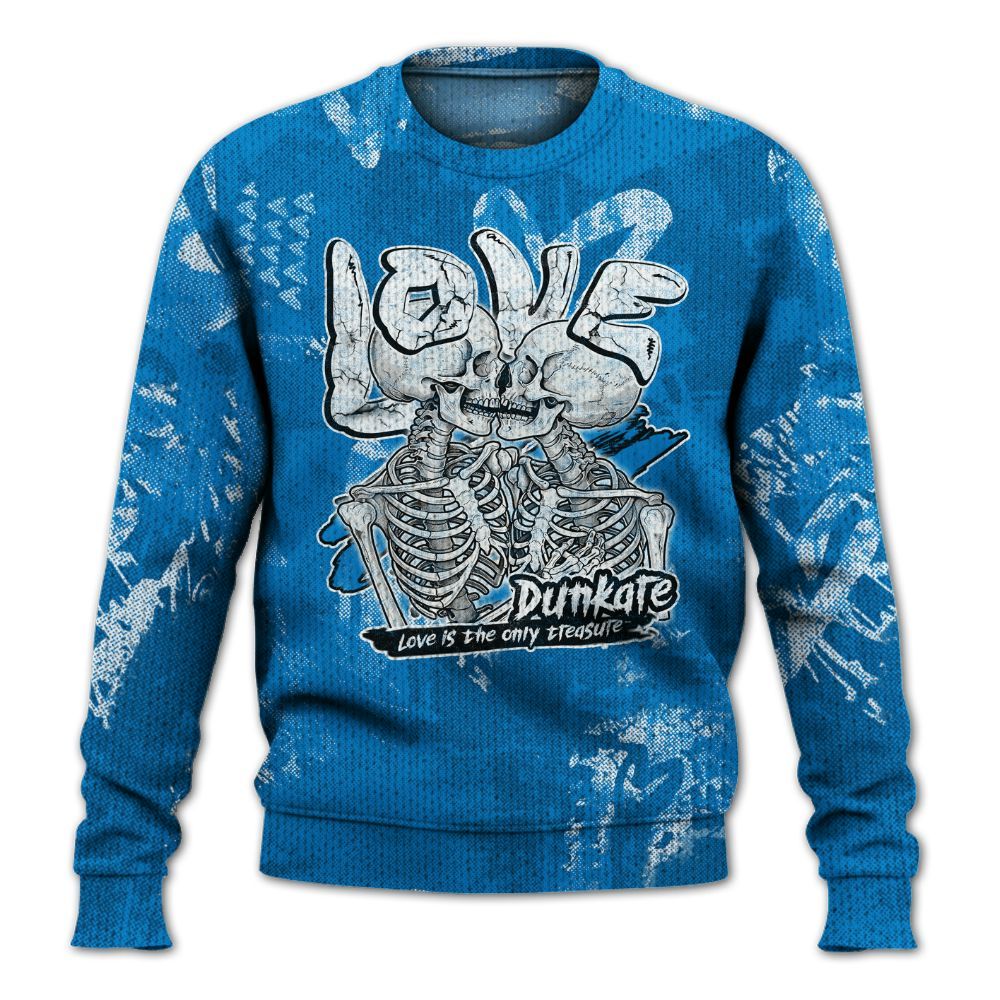 Knitted Sweater To Match Industrial Blue 4s - Skull Love
