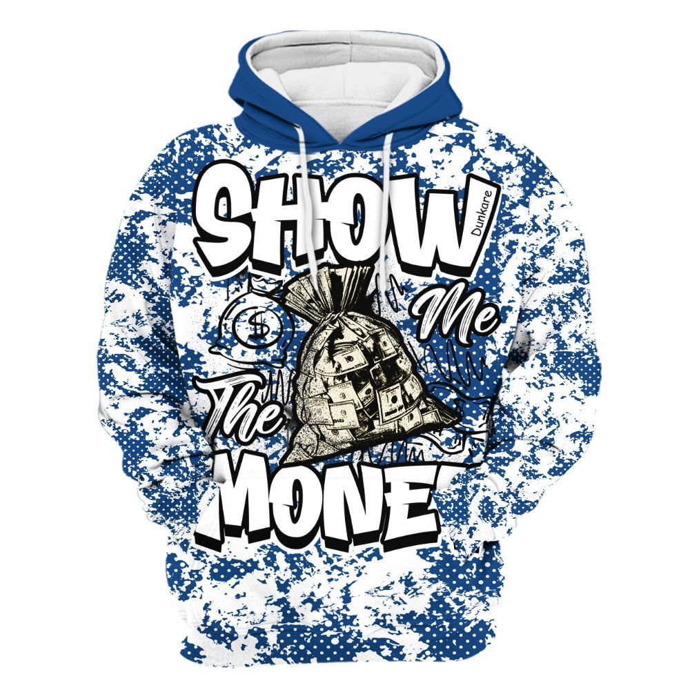 Hoodie To Match Air Ship Royal Blue - Show Me The Money Retro All Over Print
