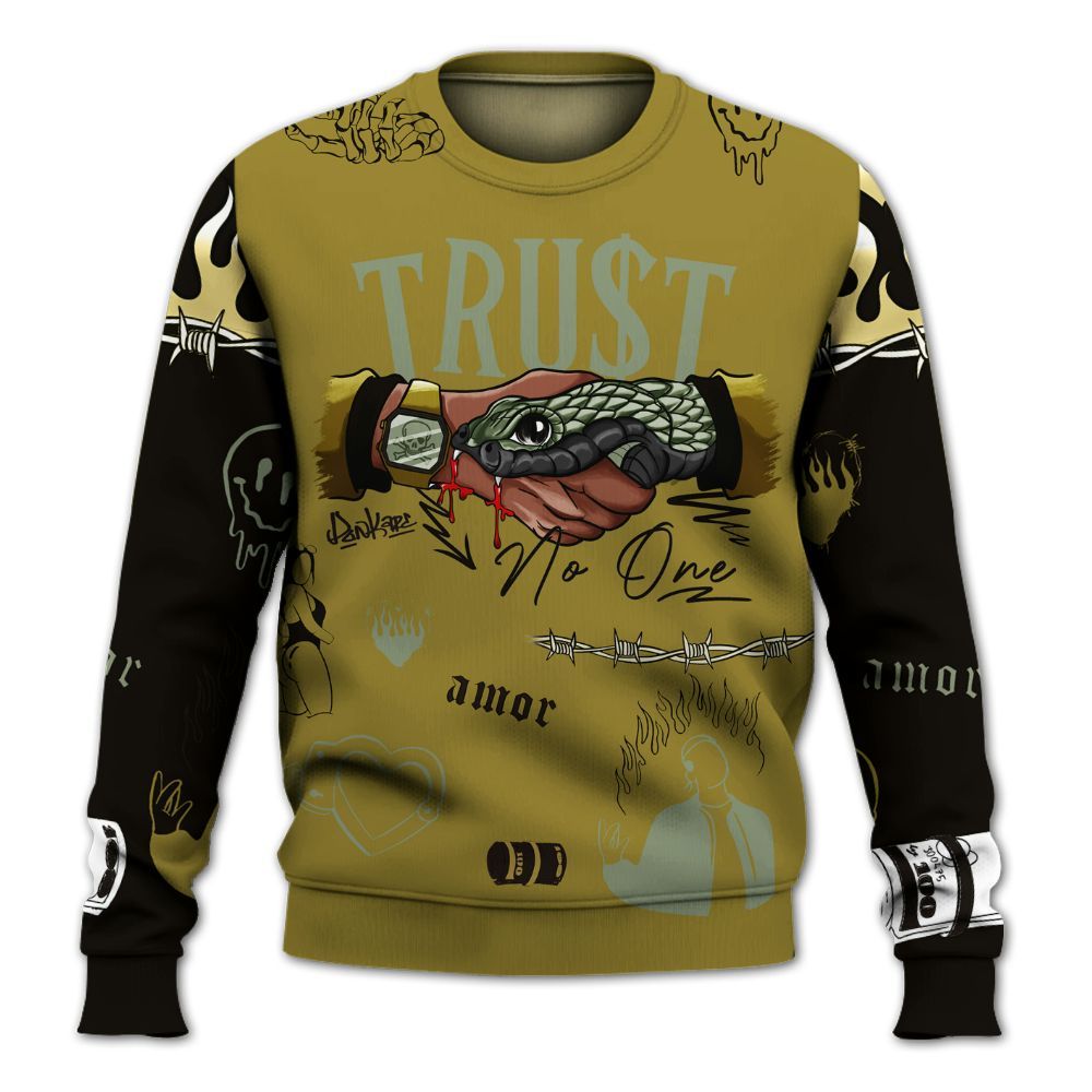 Sweatshirt To Match Air Flightposite Metallic Gold - Snake Trust No One All Over Print