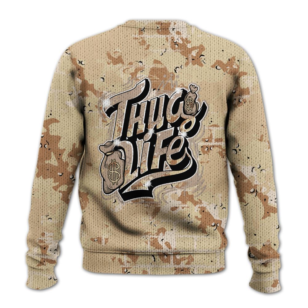 Knitted Sweater To Match Desert Camo 3s - Free Thug Living Graphic Brick Art