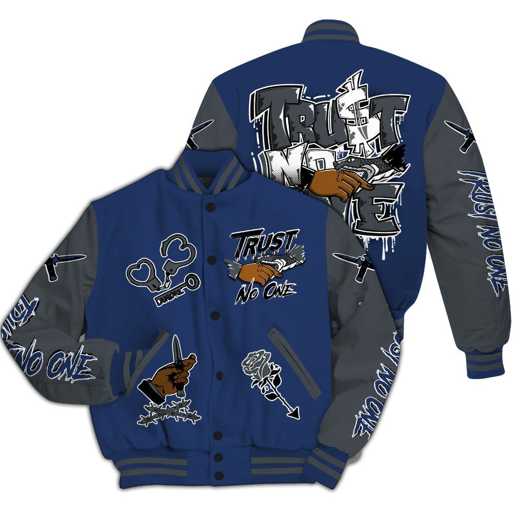 Varsity Jacket To Match Retro Flint 13s - Trust No One Dripping All Over Print