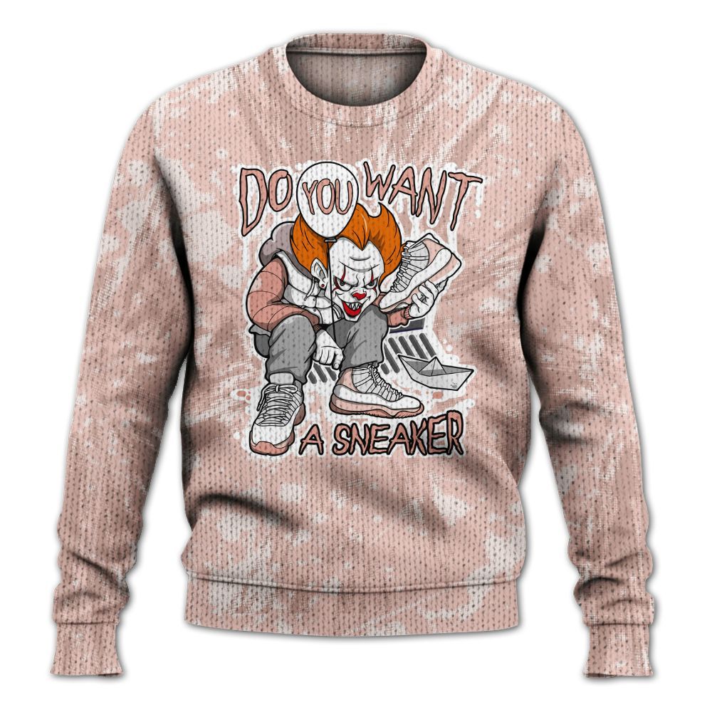Knitted Sweater To Match Low Legend Pink 11s - Clown Scary Sneakers Graphic Halloween