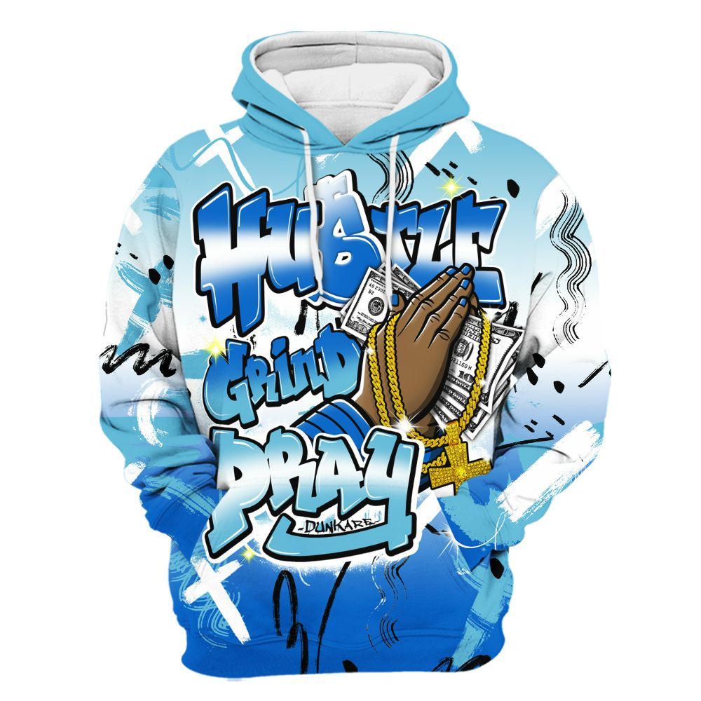 Hoodie To Match Dunk Low Argon - Money Hustle Grind Pray All Over Print