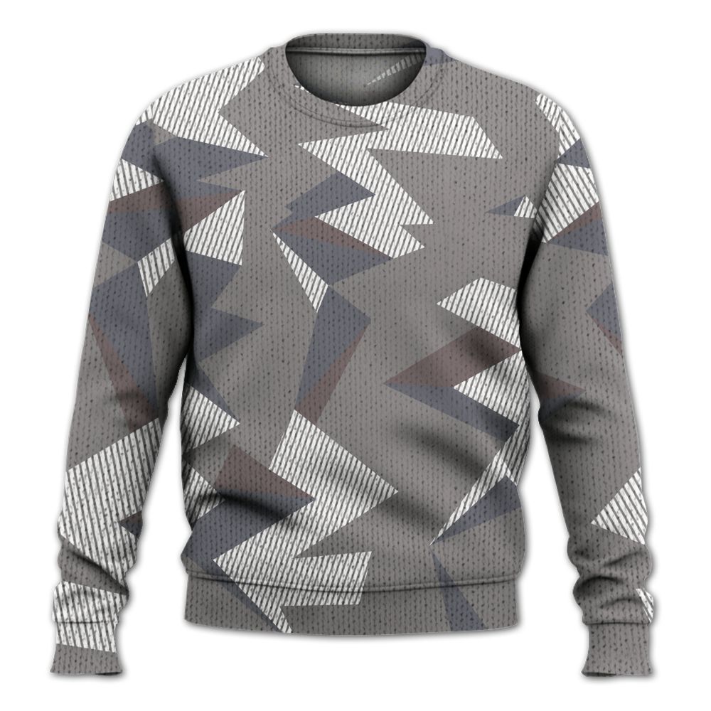 Knitted Sweater To Match Cool Grey 11s - Geometric Camouflage Pattern