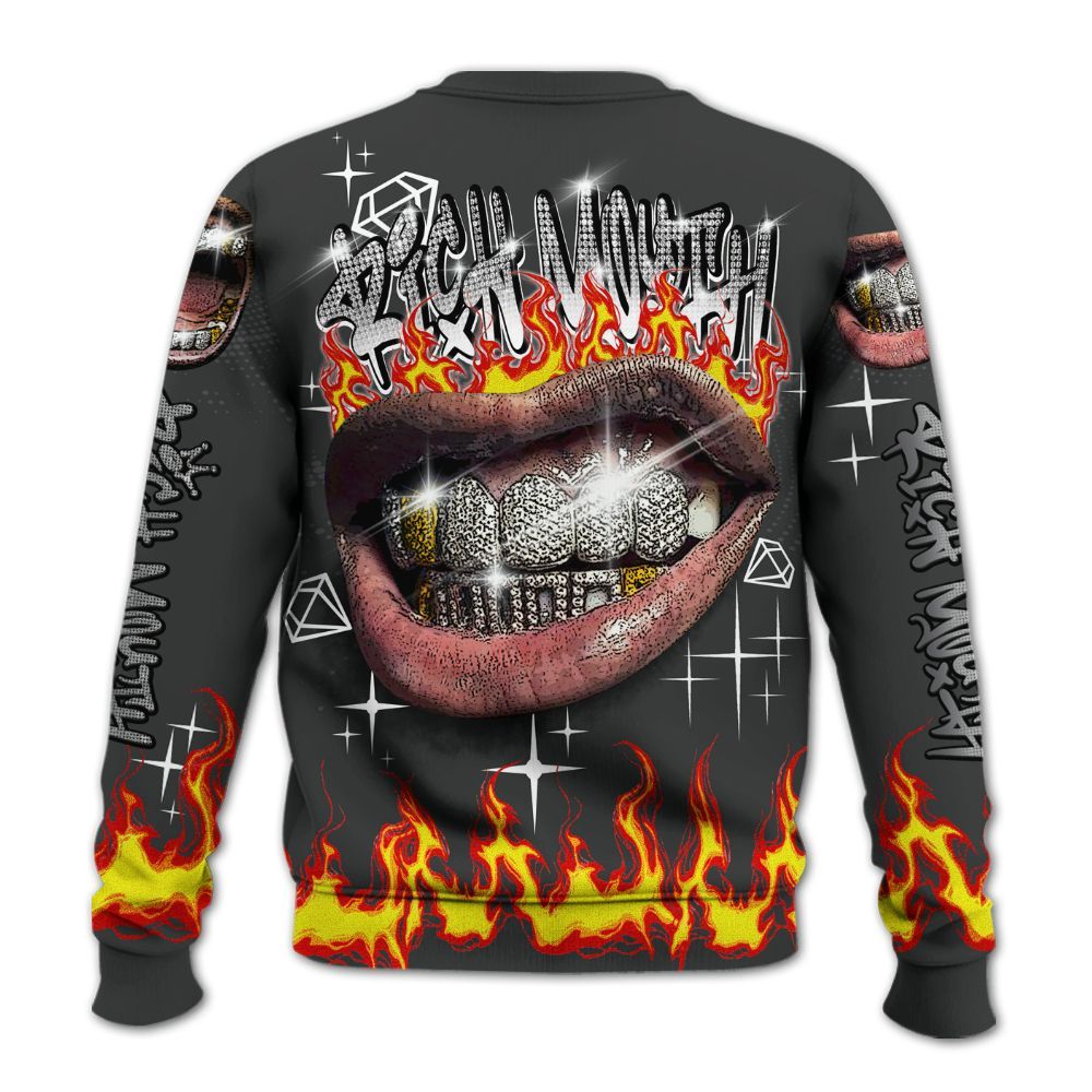 Sweatshirt To Match White Thunder 4s - Rich Mouth Fire Rap Retro 90s All Over Print