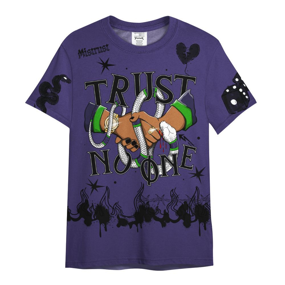Shirt To Match Retro Court Purple 13s - Trust No One Snake-Bite Doodle Crayon All Over Print