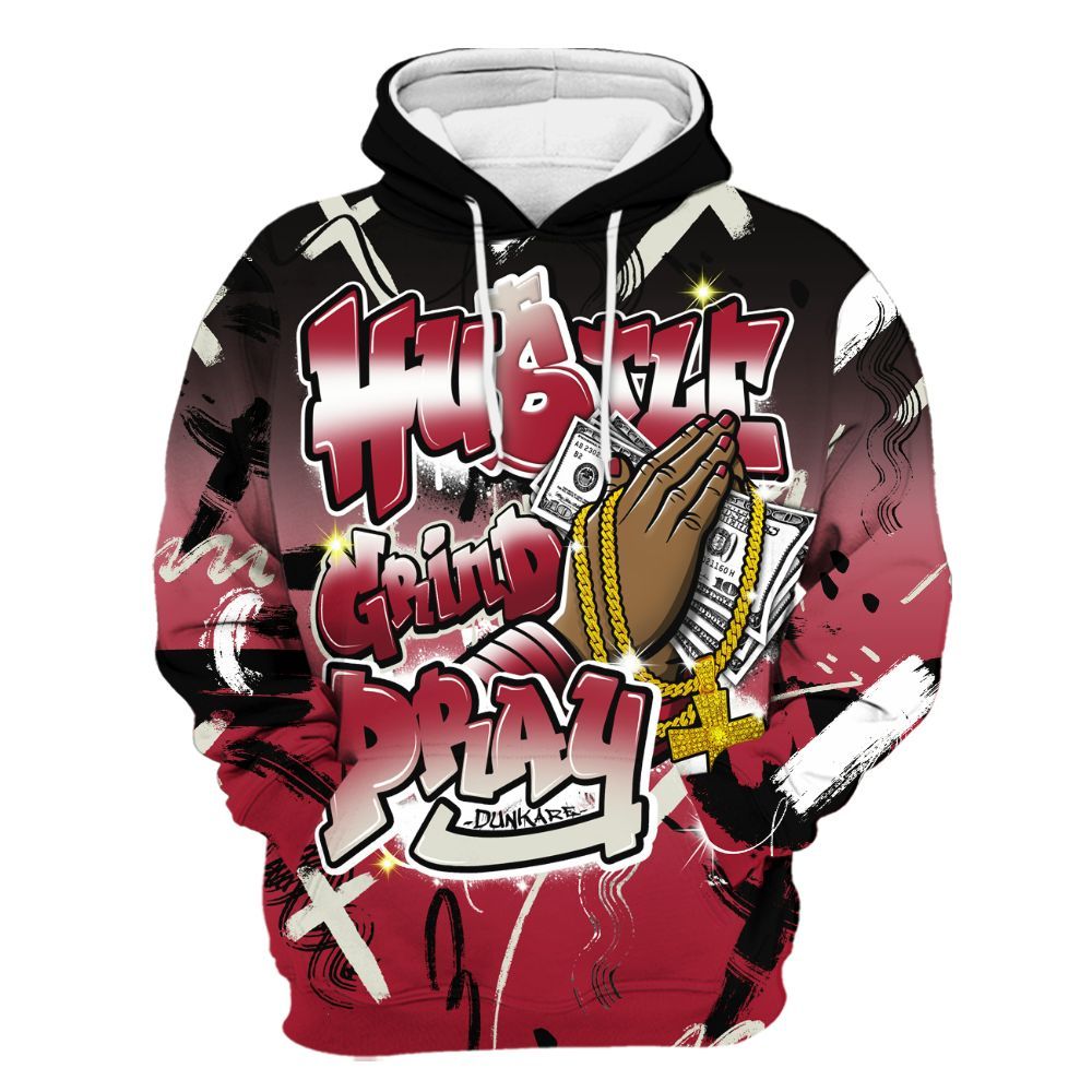 Hoodie To Match High OG Black Toe Reimagined 1s - Money Hustle Grind Pray All Over Print