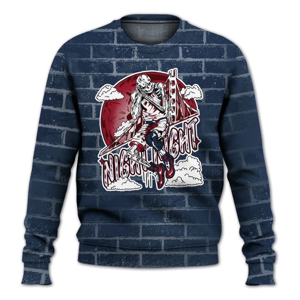 Sweatshirt To Match White Midnight Navy 6s - Seeya Skeleton Brick All Over Print