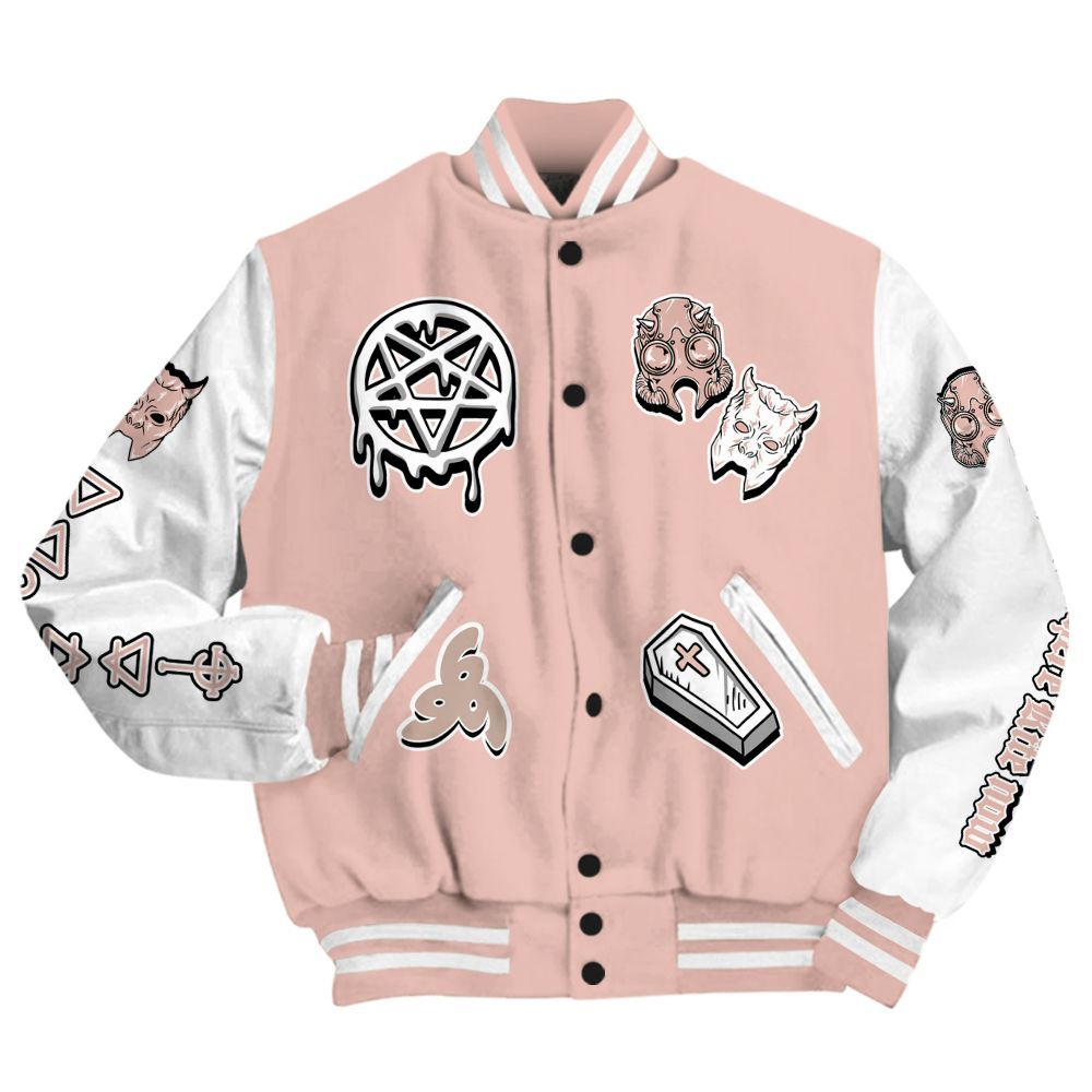 Varsity Jacket To Match Dunk Low Pink Velvet - Apocalypse Skeleton All Over Print