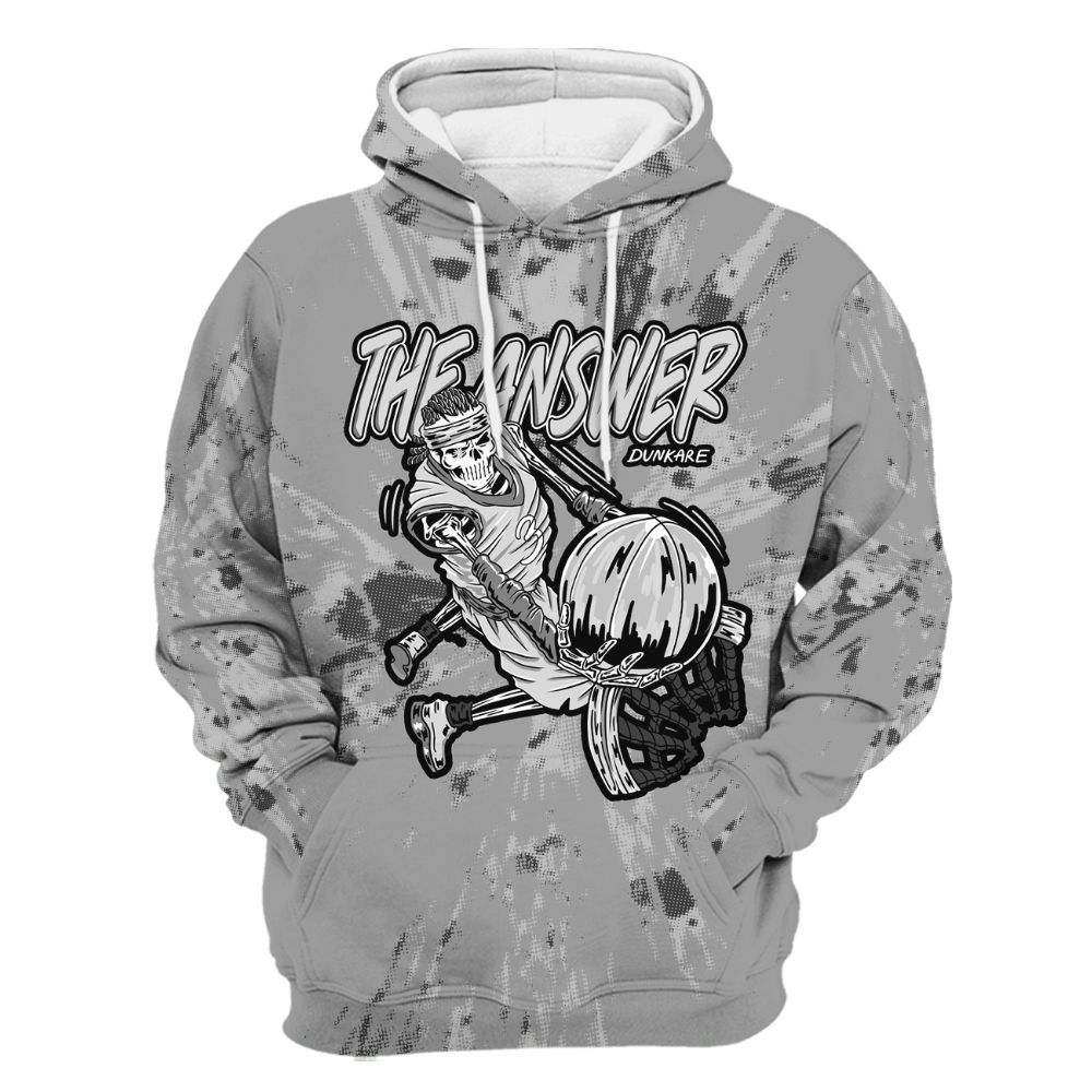Hoodie To Match Black Wolf Grey 12s - The Answer Skeleton Luxury All Over Print