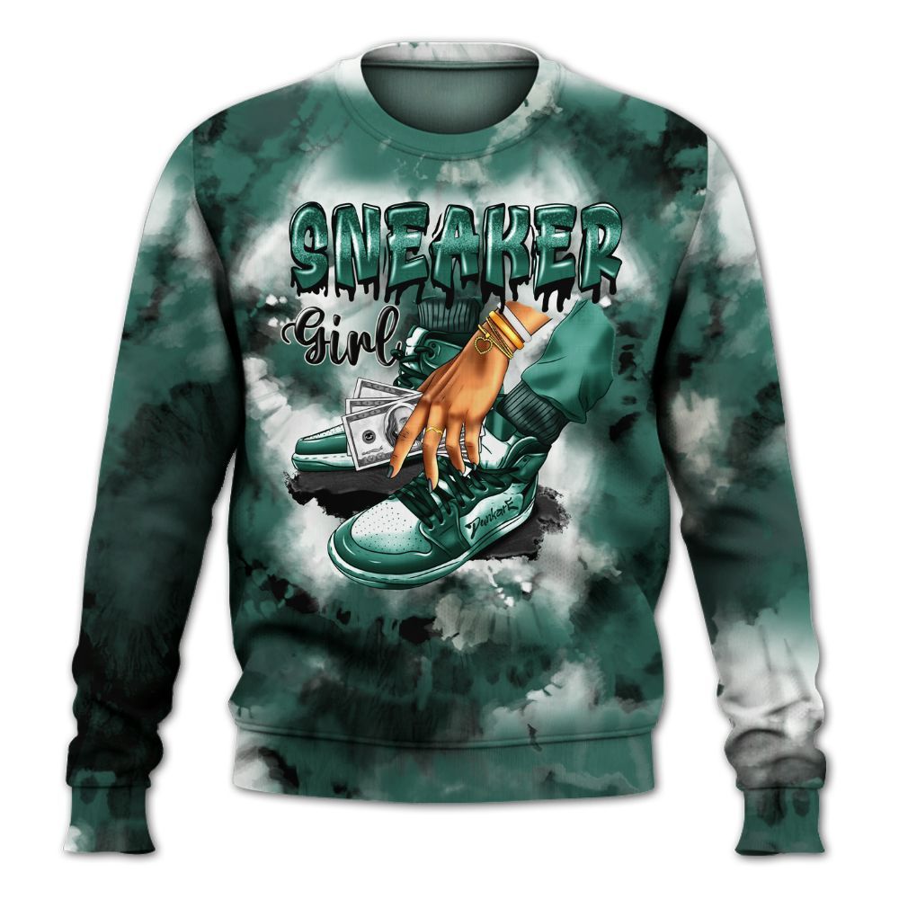 Sweatshirt To Match RM Oxidized Green 4s - SNEAKER Girl Money Drip Tie Dye All Over Print