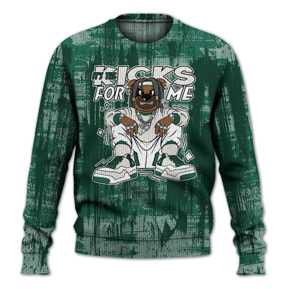 Knitted Sweater To Match Oxidized Green 4s - Sneakers Bear Glitch Art