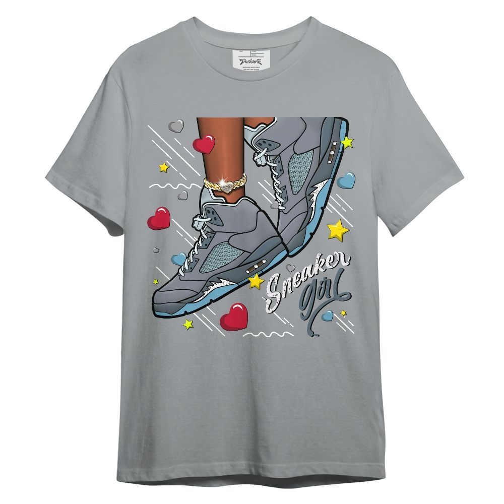 Shirt To Match Retro Light Graphite Wolf Grey 5s - SNEAKER Girl Heart Flying Graphic