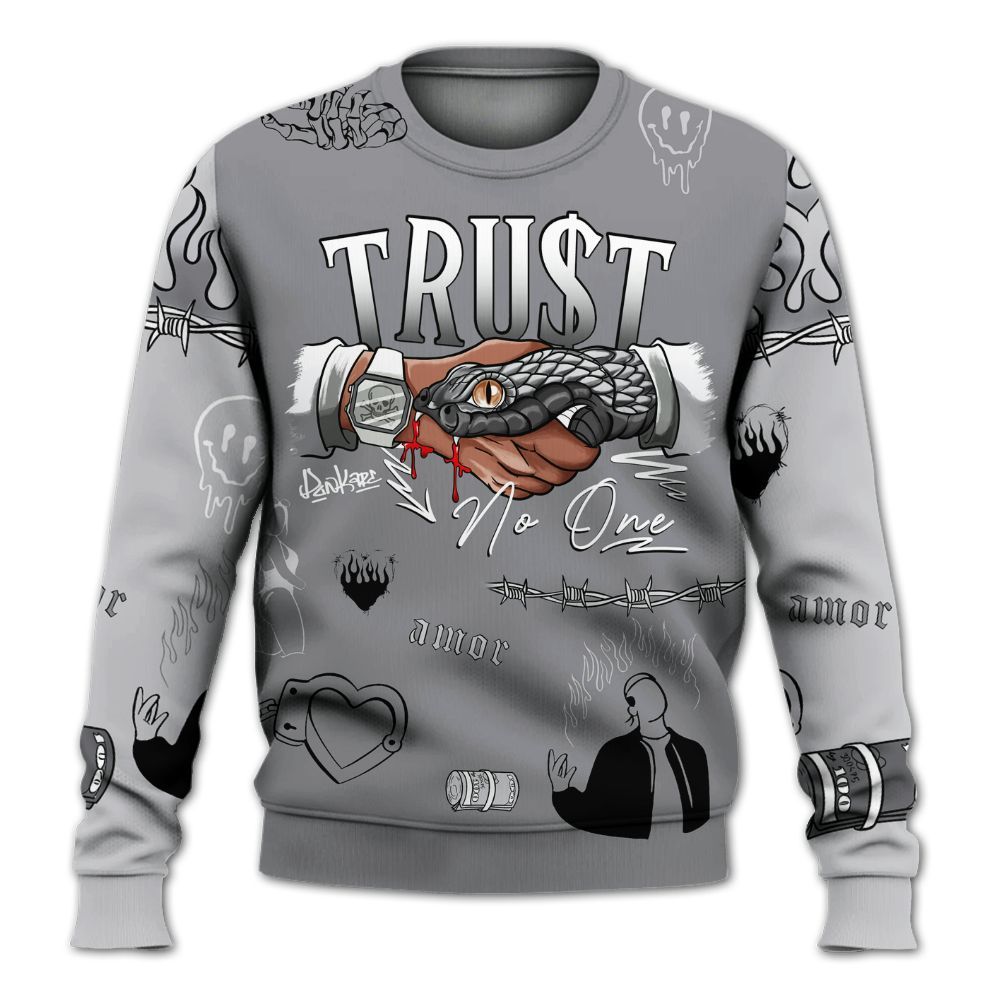 Sweatshirt To Match Retro Wolf Grey 5s - Snake Trust No One All Over Print