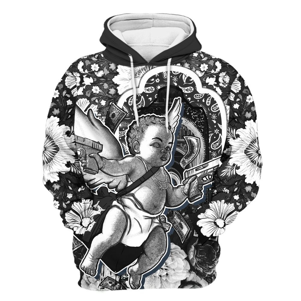 Hoodie To Match White Thunder 4s - Angel Money Bag All Over Print