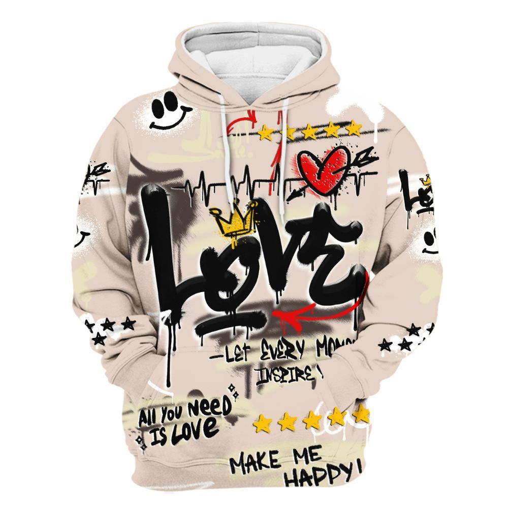 Hoodie To Match A Ma Maniere X Fossil Stone 4s - Happy Love Beats Graffiti Streetwear All Over Print