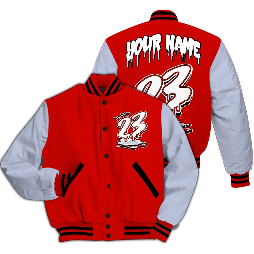 Varsity Jacket To Match Fire Red 6s - Custom Name 23 Drip All Over Print