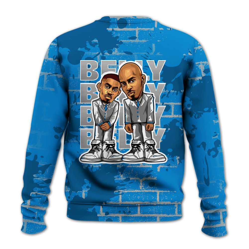 Sweatshirt To Match Military Blue 4s - Belly Sneakers Graphic Halloween All Over Print